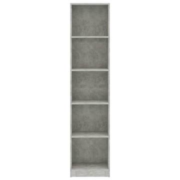 5-Tier Book Cabinet - Concrete Grey | Stylish & Practical