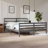 Grey Solid Wood Pine Bed Frame 200x200 cm - Stylish & Sturdy