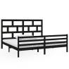 Black Solid Wood Pine Bed Frame 200x200 cm | HipoMarket