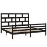 Black Solid Wood Pine Bed Frame 200x200 cm | HipoMarket