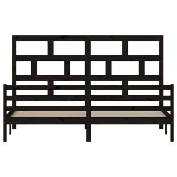 Black Solid Wood Pine Bed Frame 200x200 cm | HipoMarket