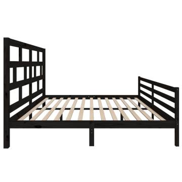 Black Solid Wood Pine Bed Frame 200x200 cm | HipoMarket