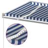 Manual Retractable Awning with LED - Blue & White 400x350 cm