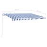 Manual Retractable Awning with LED - Blue & White 400x350 cm