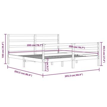 Grey Solid Wood Pine Bed Frame 200x200 cm - Stylish & Sturdy