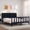 Bed Frame with Headboard Black King Size Solid Wood Colour black Size 150 x 200 cm 