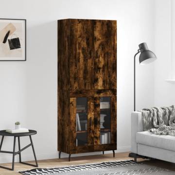 Stylish Highboard in Smoked Oak | 69.5x34x180 cm