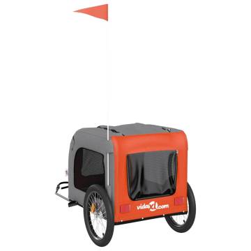 Pet Bike Trailer - Orange & Grey Oxford Fabric & Iron