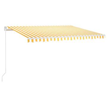 Manual Retractable Awning with LED - 400x300 cm Yellow & White