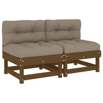 Middle Sofas with Cushions - Honey Brown Solid Wood Pine