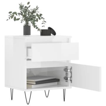 High Gloss White Bedside Cabinet - Stylish & Durable Storage