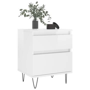 High Gloss White Bedside Cabinet - Stylish & Durable Storage