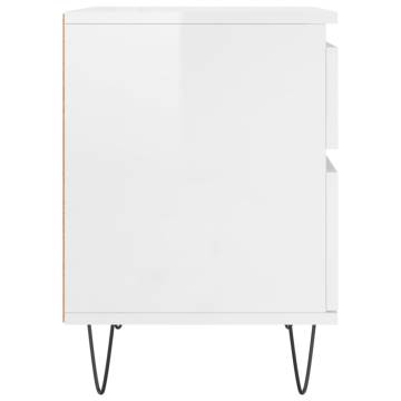 High Gloss White Bedside Cabinet - Stylish & Durable Storage