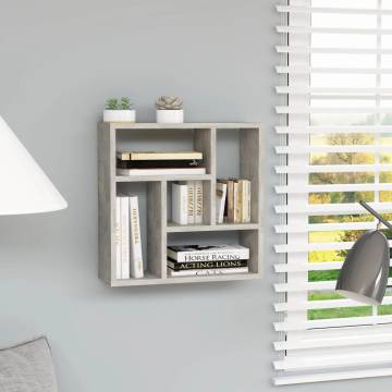 Concrete Grey Wall Shelf – Modern 5-Compartment Design