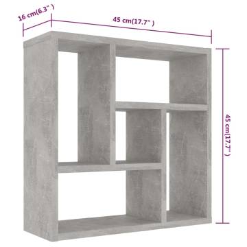 Concrete Grey Wall Shelf – Modern 5-Compartment Design