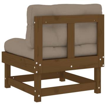 Middle Sofas with Cushions - Honey Brown Solid Wood Pine