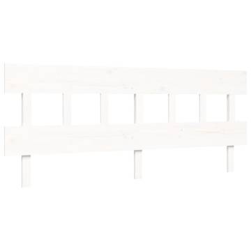 White Solid Wood Bed Frame with Headboard 200x200 cm