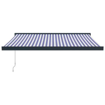 Retractable Awning Blue & White 3.5x2.5m | Durable & Stylish