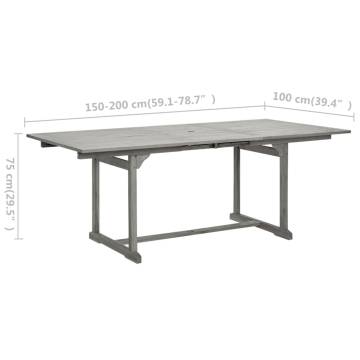 Garden Dining Table - Solid Acacia Wood, Extendable, 150-200 cm