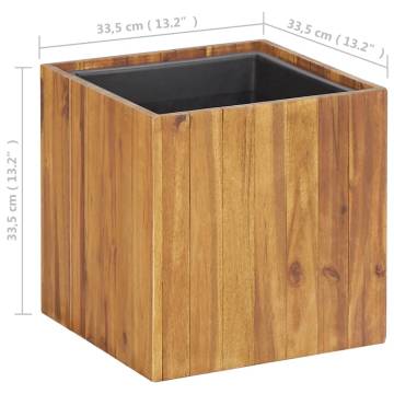 Garden Raised Bed Pot - 33.5cm Solid Acacia Wood | Hipomarket