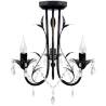 Art Nouveau Black Chandelier with Crystal Beads - 3xE14 Bulbs