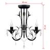 Art Nouveau Black Chandelier with Crystal Beads - 3xE14 Bulbs