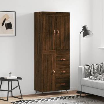 Stylish Highboard Brown Oak | Engineered Wood 69.5x34x180 cm