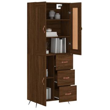 Stylish Highboard Brown Oak | Engineered Wood 69.5x34x180 cm