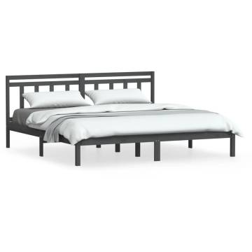 Grey Super King Size Bed Frame - Solid Wood 180x200 cm