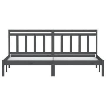 Grey Super King Size Bed Frame - Solid Wood 180x200 cm