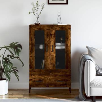 Stylish Highboard in Smoked Oak - 69.5x31x115 cm