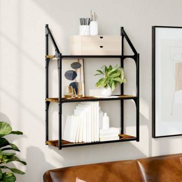 3-Tier Wall Shelf Smoked Oak - Stylish Storage Solution