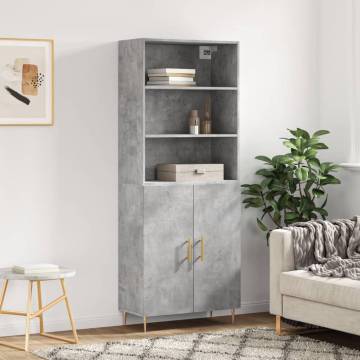 Stylish Highboard Concrete Grey - 69.5x34x180 cm | HipoMarket