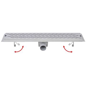 Linear Shower Drain Wave 630x140 mm - Stylish Stainless Steel