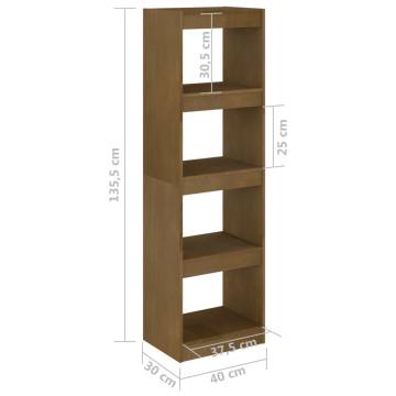 Book Cabinet Room Divider - Honey Brown Pinewood | HipoMarket