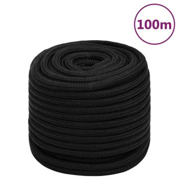 Durable 16mm Black Work Rope - 100m Polyester | HipoMarket