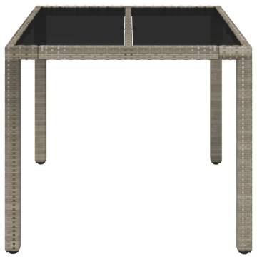 Garden Table with Glass Top - Durable Poly Rattan 90x90cm