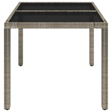 Garden Table with Glass Top - Durable Poly Rattan 90x90cm