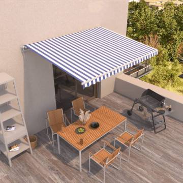 Manual Retractable Awning 400x350 cm - Blue & White