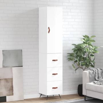 Stylish Highboard High Gloss White | 34.5x34x180 cm | HipoMarket