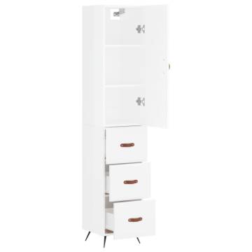 Stylish Highboard High Gloss White | 34.5x34x180 cm | HipoMarket