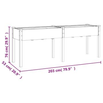 Planter with Liner - Solid Fir Wood | 203x53x76 cm