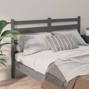 Grey Bed Headboard 146x4x100 cm | Solid Pine Wood Design