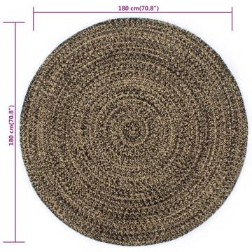 Handmade Jute Rug - Black & Brown, 180 cm | Hipomarket