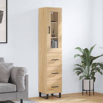 Stylish Highboard Sonoma Oak - 34.5x34x180 cm | HipoMarket