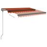 Manual Retractable Awning with LED - 3.5x2.5m Orange & Brown