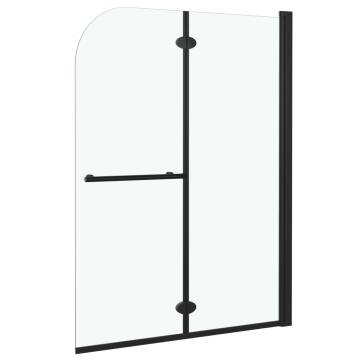 Folding Shower Enclosure 2 Panels ESG 95x140 cm Black | Hipomarket