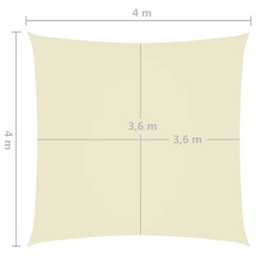 Cream Sunshade Sail 4x4m - UV & Water Resistant Oxford Fabric