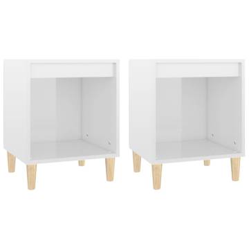 Elegant High Gloss White Bedside Cabinets - 2 pcs