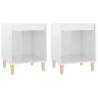 Elegant High Gloss White Bedside Cabinets - 2 pcs